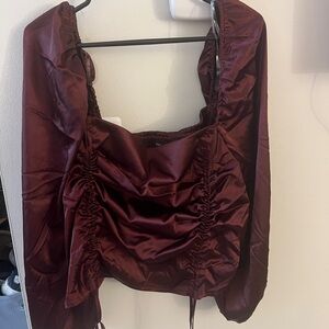 Elegant Burgundy Ruched Women's Top